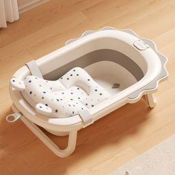 Babyhug Foldable Bathtub with Printed Cushion - Grey-33