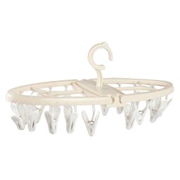 fab n funky Circular Shaped Hanger With Clips White & Beige - 18 Clips| Sturdy & Durable| Balanced Weight| Lightweight & Portable-picture-49