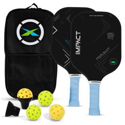 Jaspo Duro-Deck 16mm Graphite Paddle Pickleball Set, 2 Lightweight Paddles, 4 Pickleballs & Carry Bag,PP Honeycomb Core, TPU Edge Guard, Cushioned Anti-Slip Handle (Impact)-19
