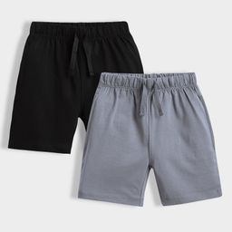 Orange Sugar 100% Cotton Knit Pack Of 2 Solid Shorts - Black & Grey-image-24