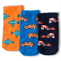 Cute Walk by Babyhug Knit Anti Bacterial Ankle Length Socks With Vehicle Design Pack of 3 - Multicolor-picture-11