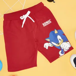Pantaloons Junior Cotton Knit Sonic The Hedgehog Featuring Character Printed Shorts - Red-picture-48