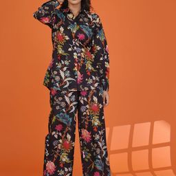 Kaftanize Floral Printed Top With Trousers Co-Ords-62