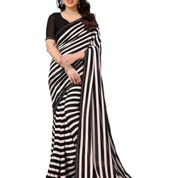 Moda Rapido Striped Beads and Stones Poly Georgette Saree-picture-8