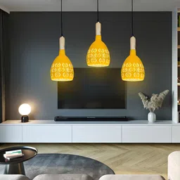 GAUVIK Yellow Printed Aluminium Ceiling Lamp-image-4