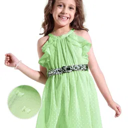 Hola Bonita Kids-Girls Solid Georgette Fit and Flare Dress-image-68