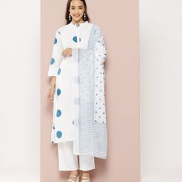 PARTHVI Printed Beads & Stones Pure Cotton Kurta With Trousers & Dupatta image 1