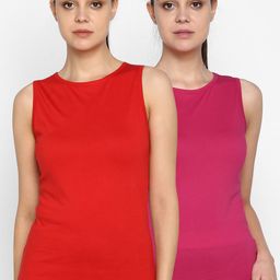 appulse Women Multicoloured Pack of 2 Solid Round Neck T-shirt-image-105