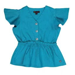 toothless V-Neck Flutter Sleeve Cinched Waist Top-image-78