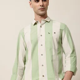 Mr Bowerbird Men Premium Striped Pure Cotton Casual Shirt-image-69