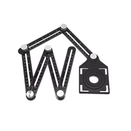 FLAMINGO ENTERPRISE Multi-Angle Measuring Ruler Six-Fold Adjustable Arms Cam Lever Lock ALLUMINIUM Black 10 cm Shaft Length, FM-37-38