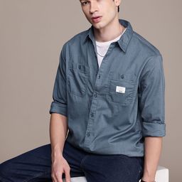 WROGN Comfort Fit Opaque Pure Cotton Casual Shirt-picture-7