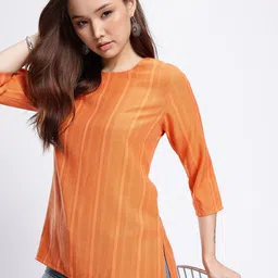 Anouk Rustic Woven Design Striped Straight Kurti-picture-11