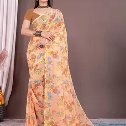 HERE&NOW Floral Pure Georgette Saree-picture-20