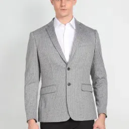 Arrow Grey Slim Fit Striped Blazer-picture-41