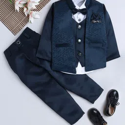 BAESD Boys Solid Single-Breasted 3 Piece Suit With Bow-22