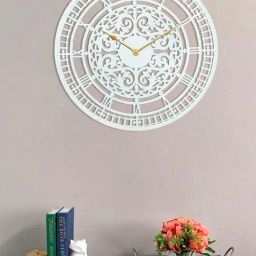CHRONIKLE White Iron Classic Round Analog Metal Roman Numbers Wall Clock-11