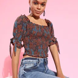 Antheaa Women Chic Rust Floral Top-image-21