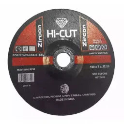 CUMI Grit Grain Zirconia Hi-Cut Depressed Center Wheel, 180x22.23x7 mm (Pack of 5)-picture-1