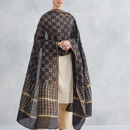 Fabindia Ethnic Motifs Printed Cotton Silk Dupatta-picture-43