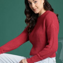 DressBerry Drop Shoulder Acrylic Pullover-image-130