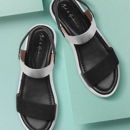 Mast & Harbour Women Black & Silver-Toned Flats-31