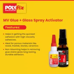 POLYFIX Medium Viscosity Instant Glue and Spray Activator Combo Kit 20 g+20 ml for Quick and Strong Bonding image 2