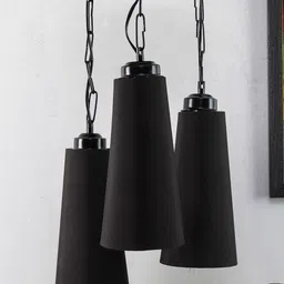 Devansh Black Solid Conical Triple Jute Cluster Light-41