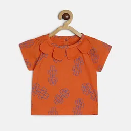 MINI KLUB Girls Cut-Out Print Cotton Top-31
