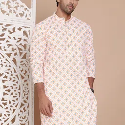 Jompers Men Geometric Printed Chikankari Kurta-image-62