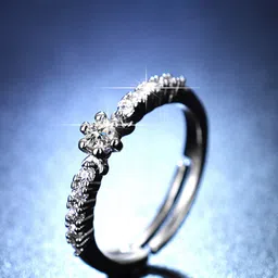 Designs & You Silver-Plated American Diamond Studded Adjustable Finger Ring-27
