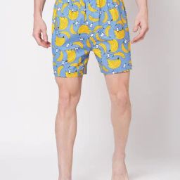 Fitz Blue & Mustard Printed Cotton Boxers-image-5