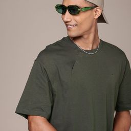 WROGN Drop-Shoulder Sleeves Pure Cotton Oversized T-shirt-image-40