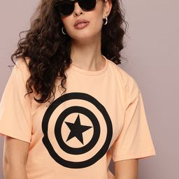 Kook N Keech Oversized Fit Captain America Graphic Printed Pure Cotton T-shirt-image-47