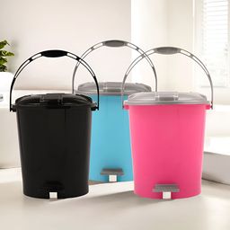 Kuber Industries Black & Blue 3Pcs Pedal Bins 10L Each-17