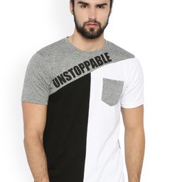 Campus Sutra Men Grey & Black Colourblocked Round Neck T-shirt-picture-42