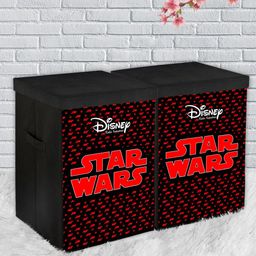 Kuber Industries Set Of 2 Black & Red Disney Star Wars Printed Foldable Laundry Basket With Lid & Handles-9
