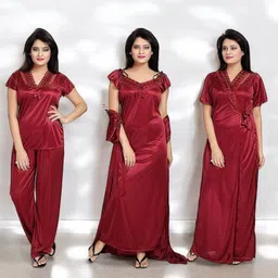 XPIOX Women Self Design Maxi Nightdress-picture-32