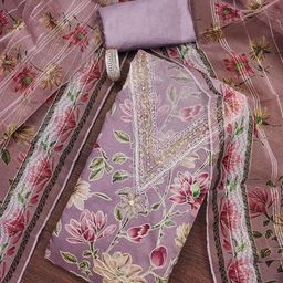 SAINOOR Embroidered Organza Semi-Stitched Dress Material-image-64