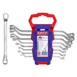 Emtop Fine Polished Chrome Vanadium Steel 8 Pcs Offset Ring Spanner Set, EFRS10801-12