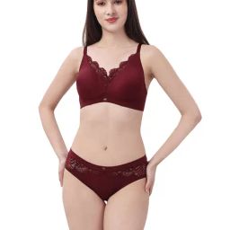 Soie Wine Lace Full Coverage Bra-image-87