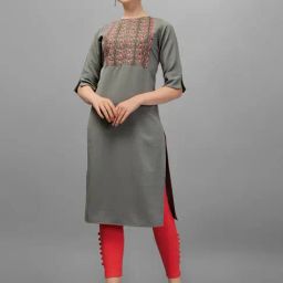 BERRYLICIOUS Grey Silk Embroidered Kurta-picture-41