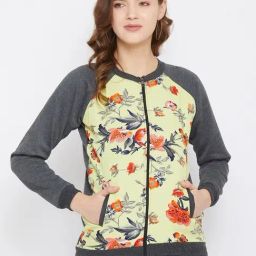 PURYS Grey & Yellow Floral Print Jacket-94