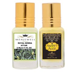 Menjewell Pack of 2 Attar - Royal Kewda & Magnet Musk Attar 5ml Each-1