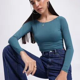 glitchez Everyday Glam Boat Neck Fitted Top-picture-43