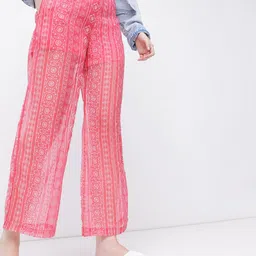 DressBerry Delicate Dobby Ethnic Elegance Semi-Sheer Trousers-image-55