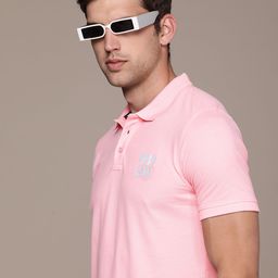 WROGN Brand Logo Embroidered Polo Collar Slim Fit T-shirt-image-33