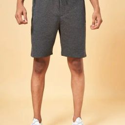 Ajile by Pantaloons Charcoal Melange Cotton Slim Fit Shorts-picture-44