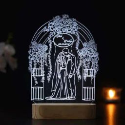 eCraftIndia Blue Acrylic Wedding Design Table Lamp With Rechargeable Battery-image-81