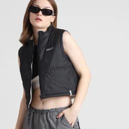Only Black Regular Fit Reversible Puffer Jacket-image-1